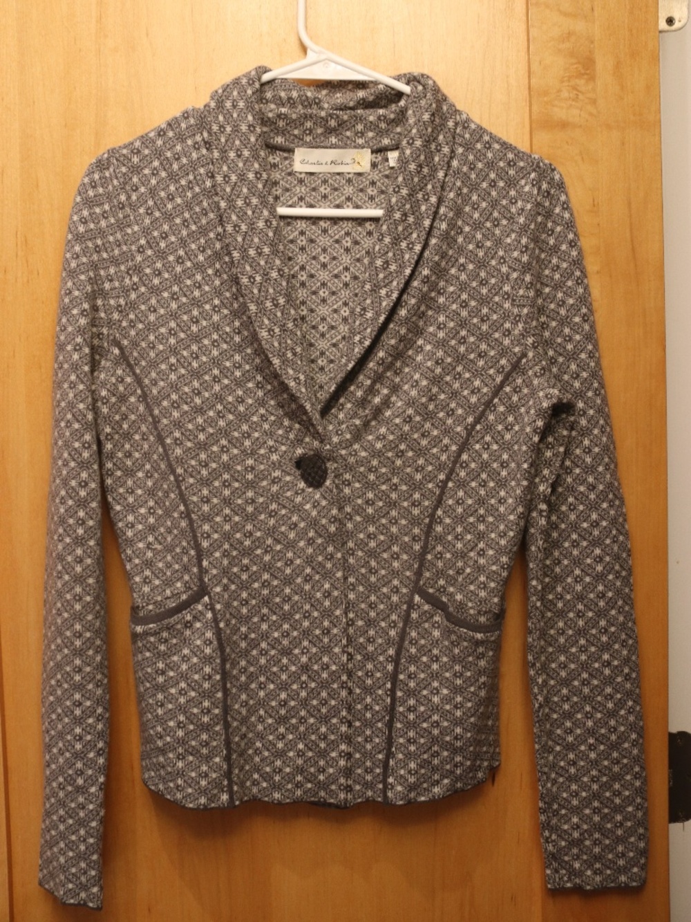 Anthropologie Charlie & Robin Wool Blend Printed Blazer, Size Large